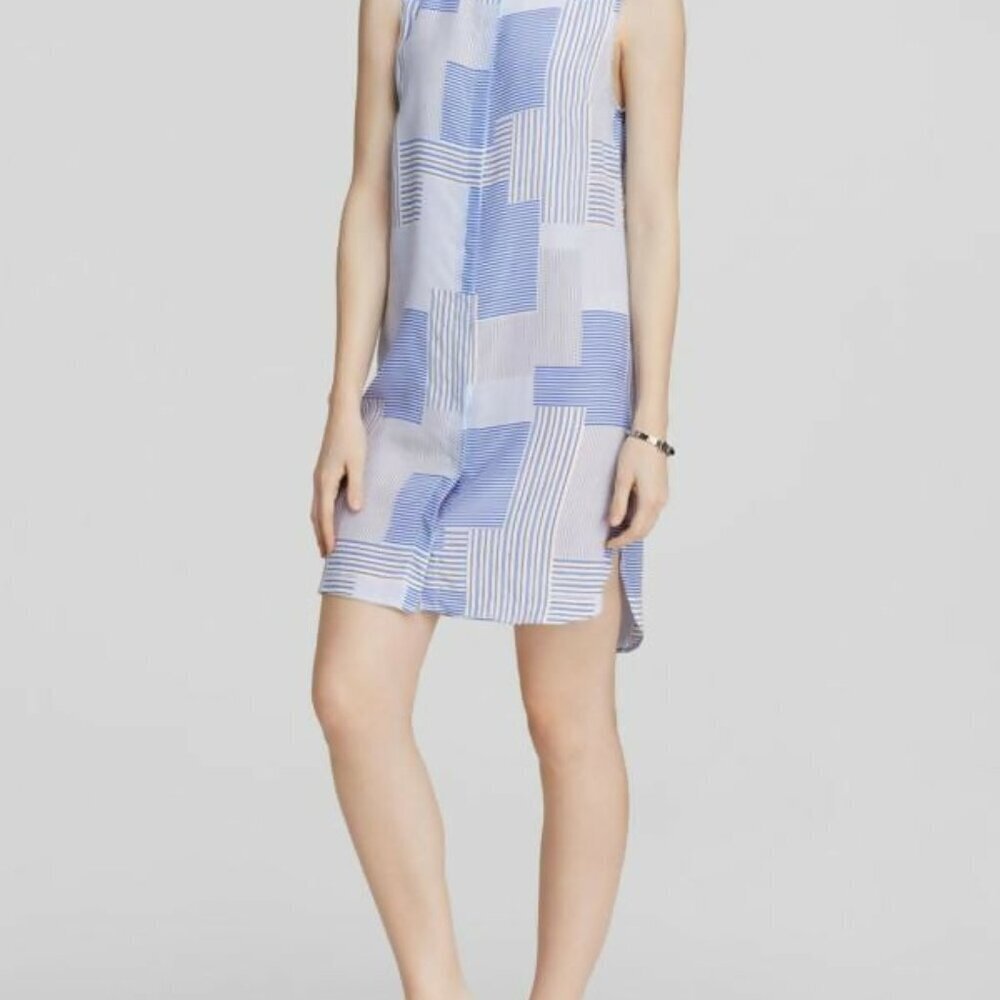 Equipment Michaela Linear Patchwork Silk Dress-St… - image 1